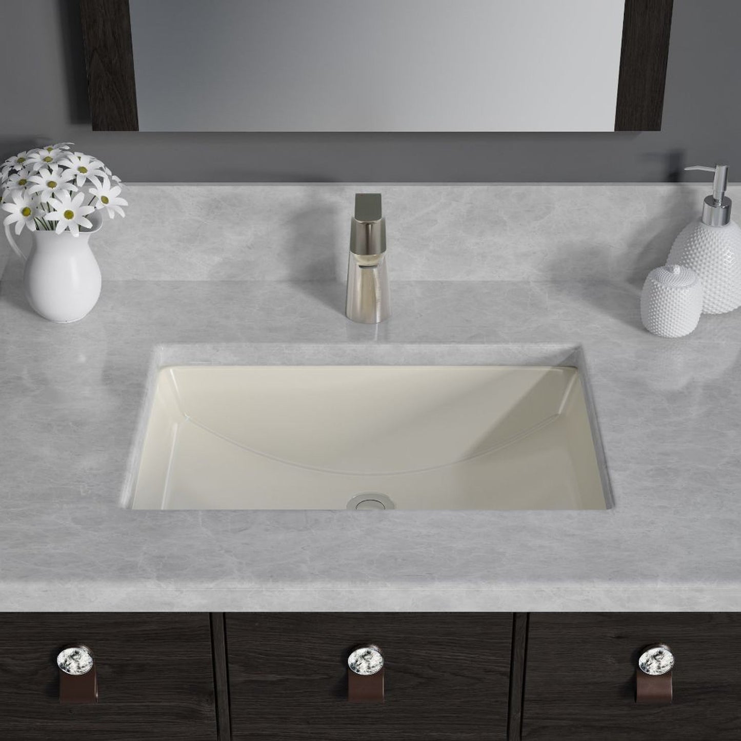 Allora USA 20.875" X 14.75" Biscuit Vitreous China Rectangular Porcelain Undermount Sink With Overflow