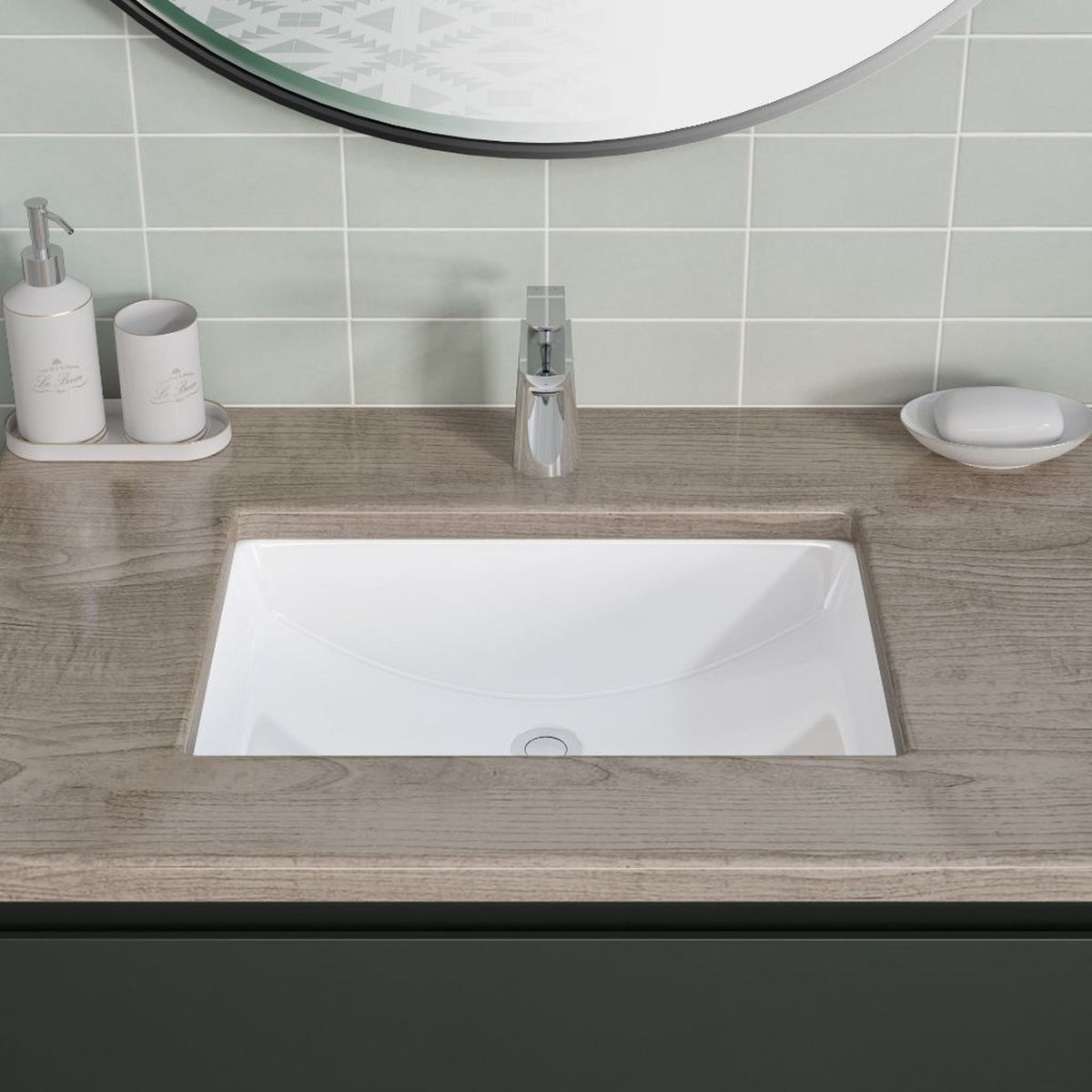 Allora USA 20.875" X 14.75" White Vitreous China Rectangular Porcelain Undermount Sink With Overflow
