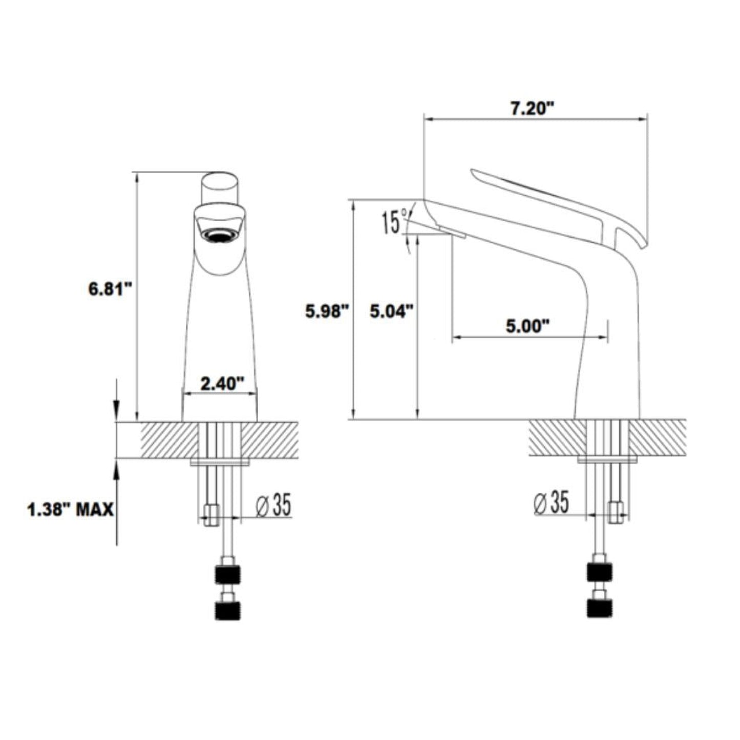 Allora USA Single Hole Brushed Nickel Bathroom Faucet With Drain Assembly