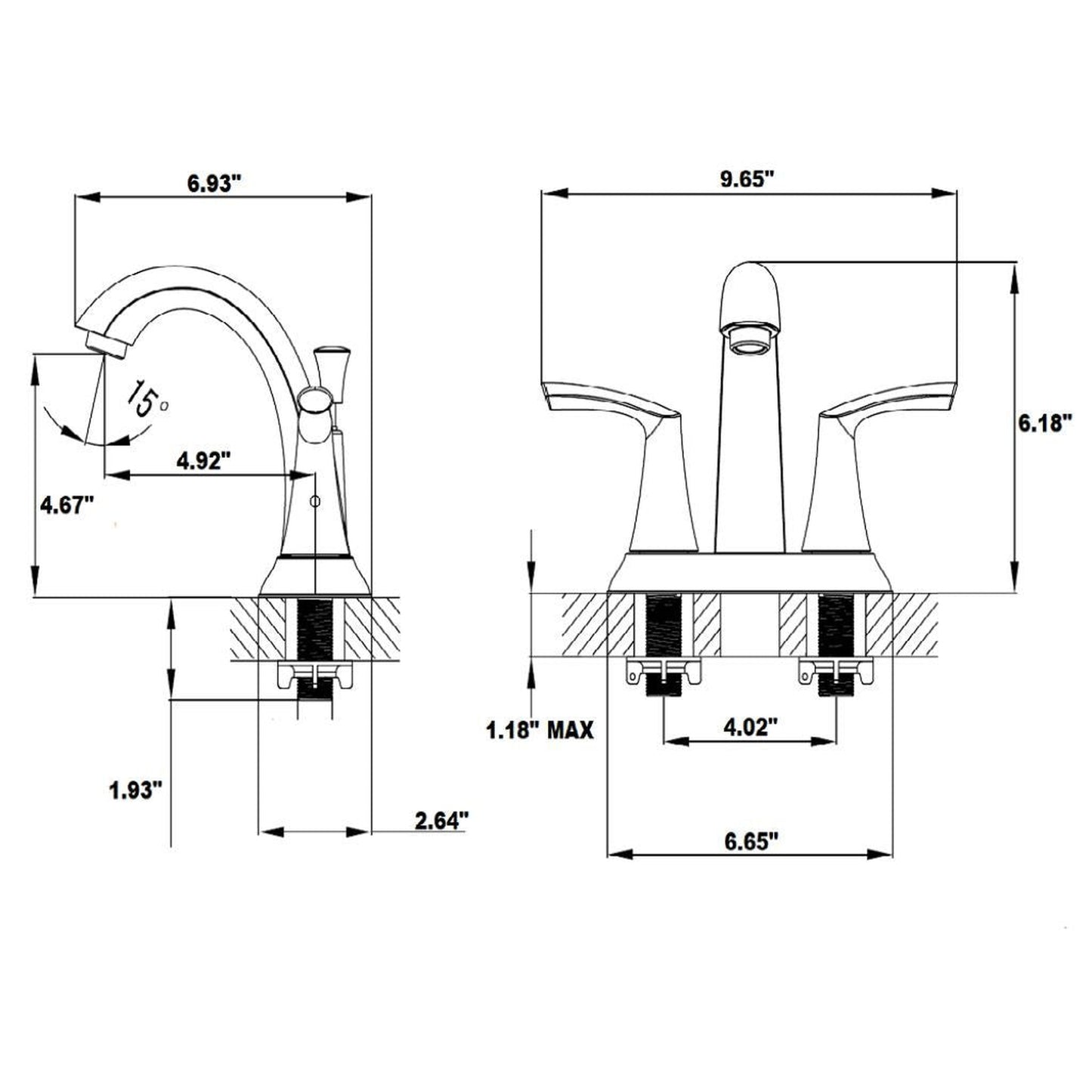 Allora USA Tulip Dual Handle Centerset Brushed Nickel Bathroom Faucet With Drain Assembly