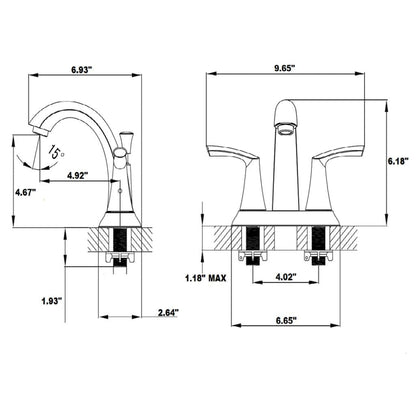 Allora USA Tulip Dual Handle Centerset Brushed Nickel Bathroom Faucet With Drain Assembly