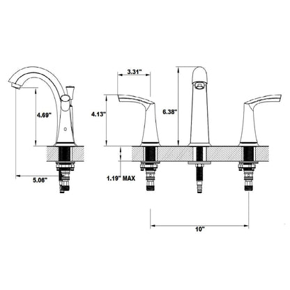 Allora USA Tulip Two Handle Widespread Brushed Nickel Bathroom Faucet With Drain Assembly