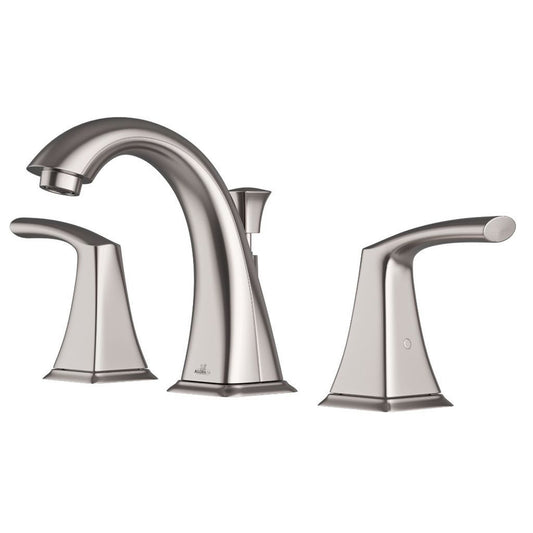 Allora USA Tulip Two Handle Widespread Brushed Nickel Bathroom Faucet With Drain Assembly