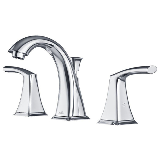 Allora USA Tulip Two Handle Widespread Chrome Bathroom Faucet With Drain Assembly