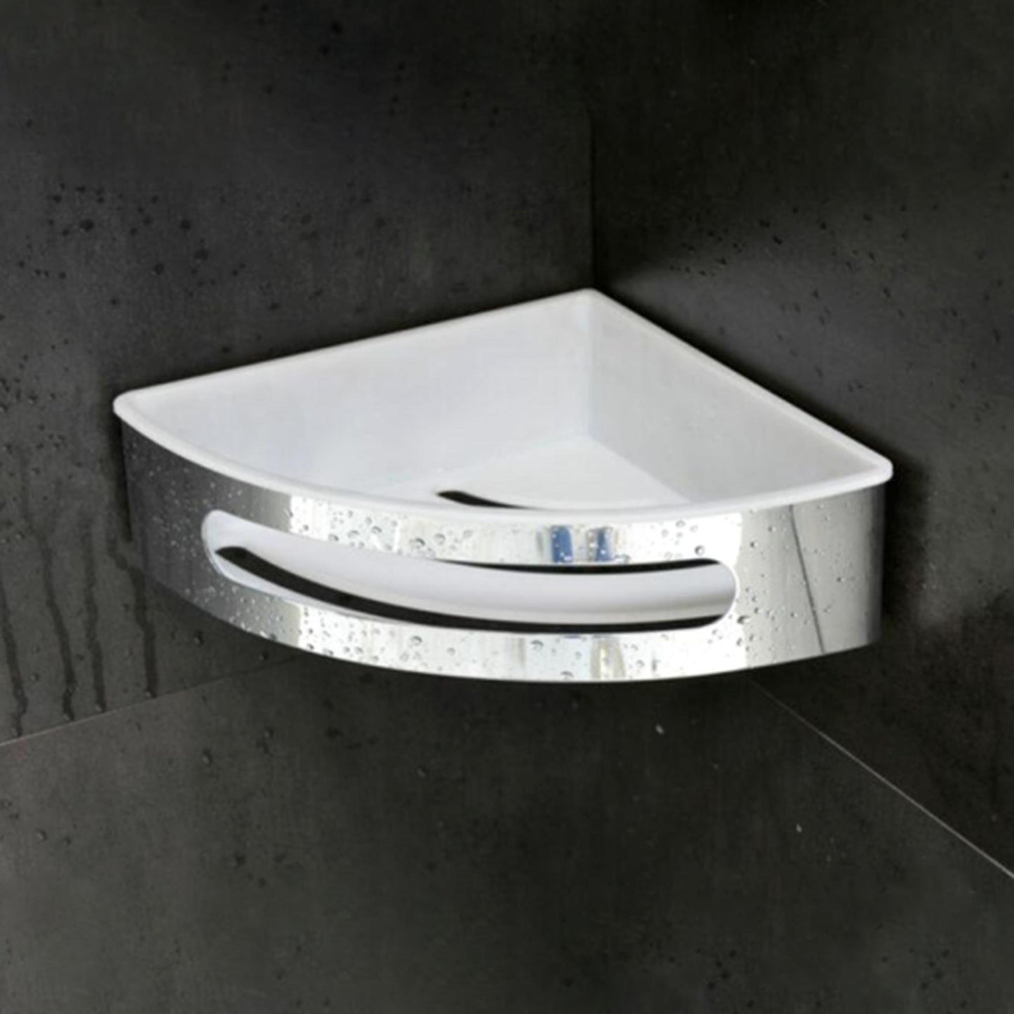 Aluids Corner Installation with White Insert Shower Basket