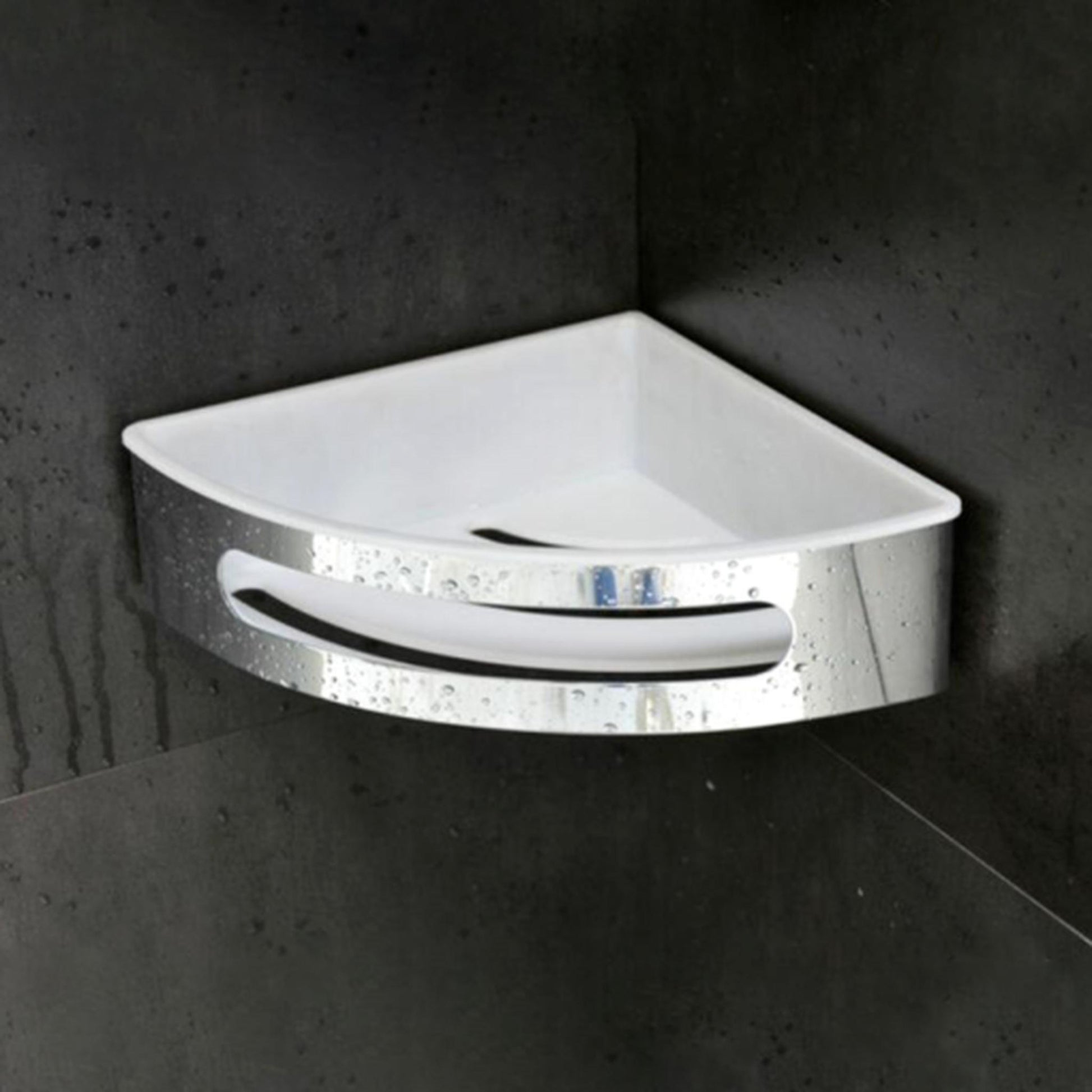 Aluids Corner Installation with White Insert Shower Basket