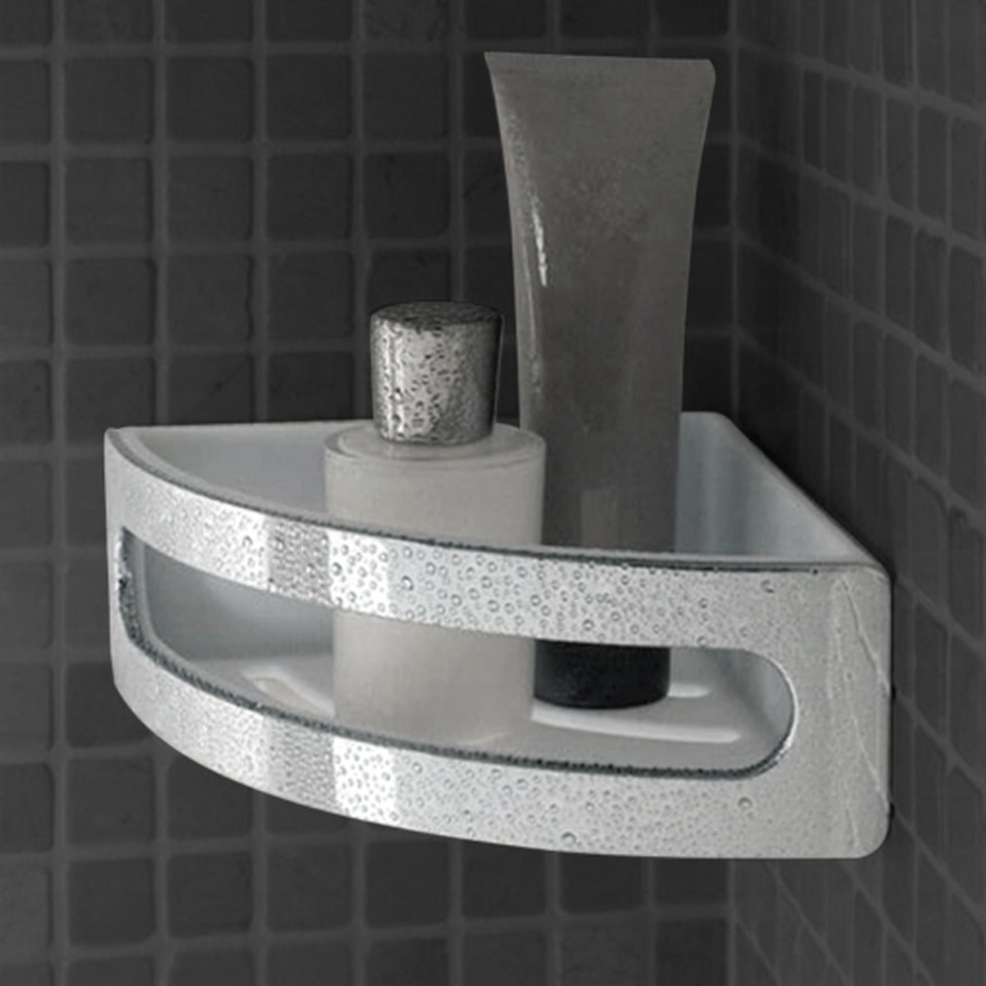 Aluids Corner Installation with White Insert Shower Basket