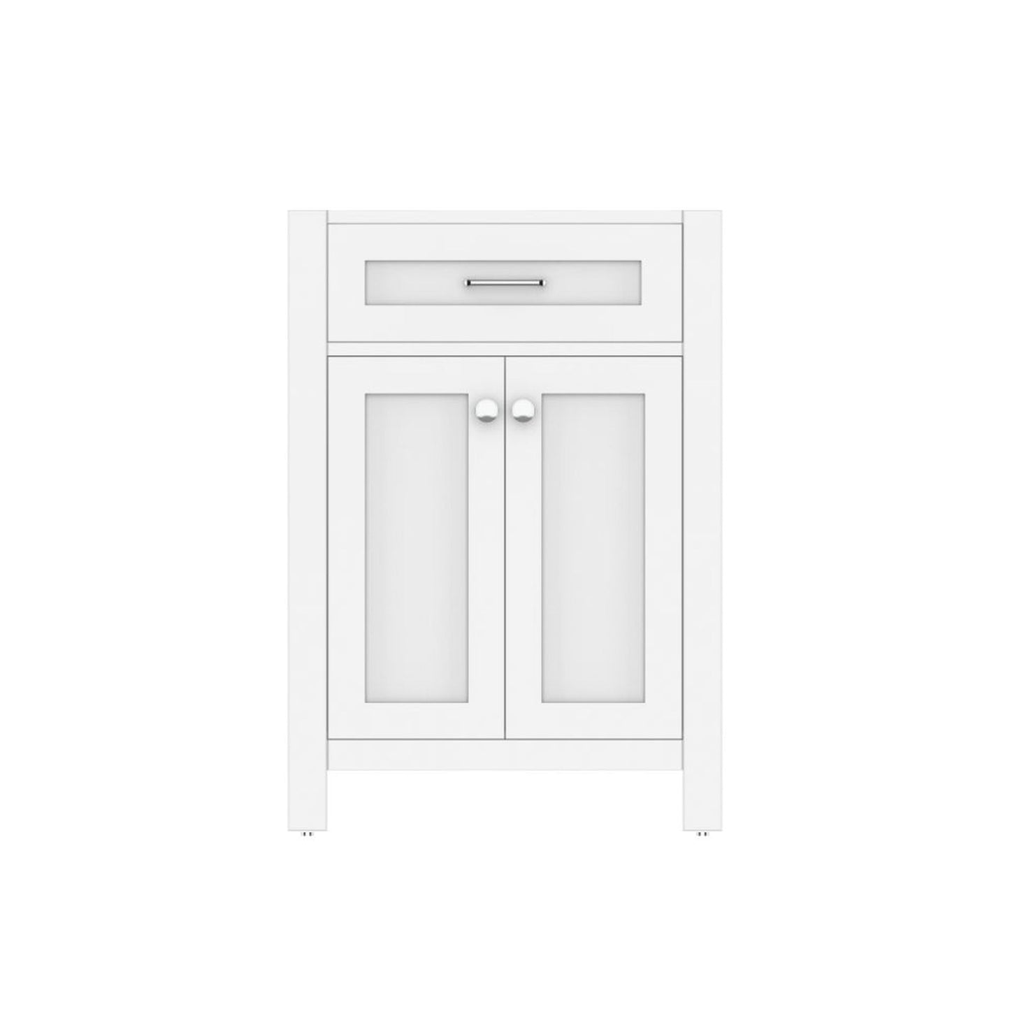 Alya Bath Norwalk 24" Single White Freestanding Bathroom Vanity With Brushed Nickel Edge Handles