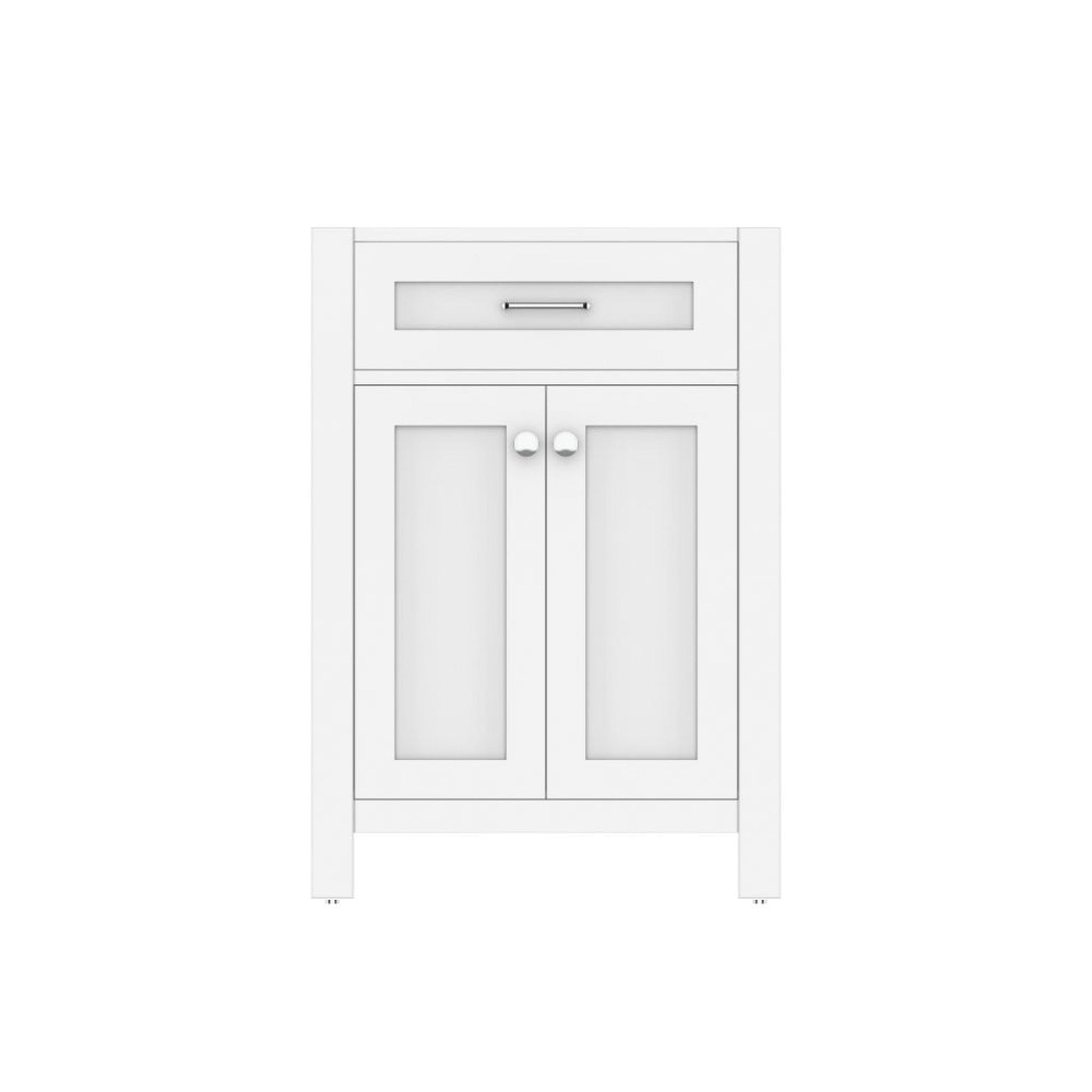 Alya Bath Norwalk 24" Single White Freestanding Bathroom Vanity With Brushed Nickel Edge Handles