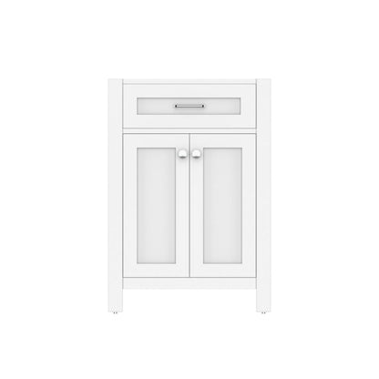 Alya Bath Norwalk 24" Single White Freestanding Bathroom Vanity With Brushed Nickel Edge Handles