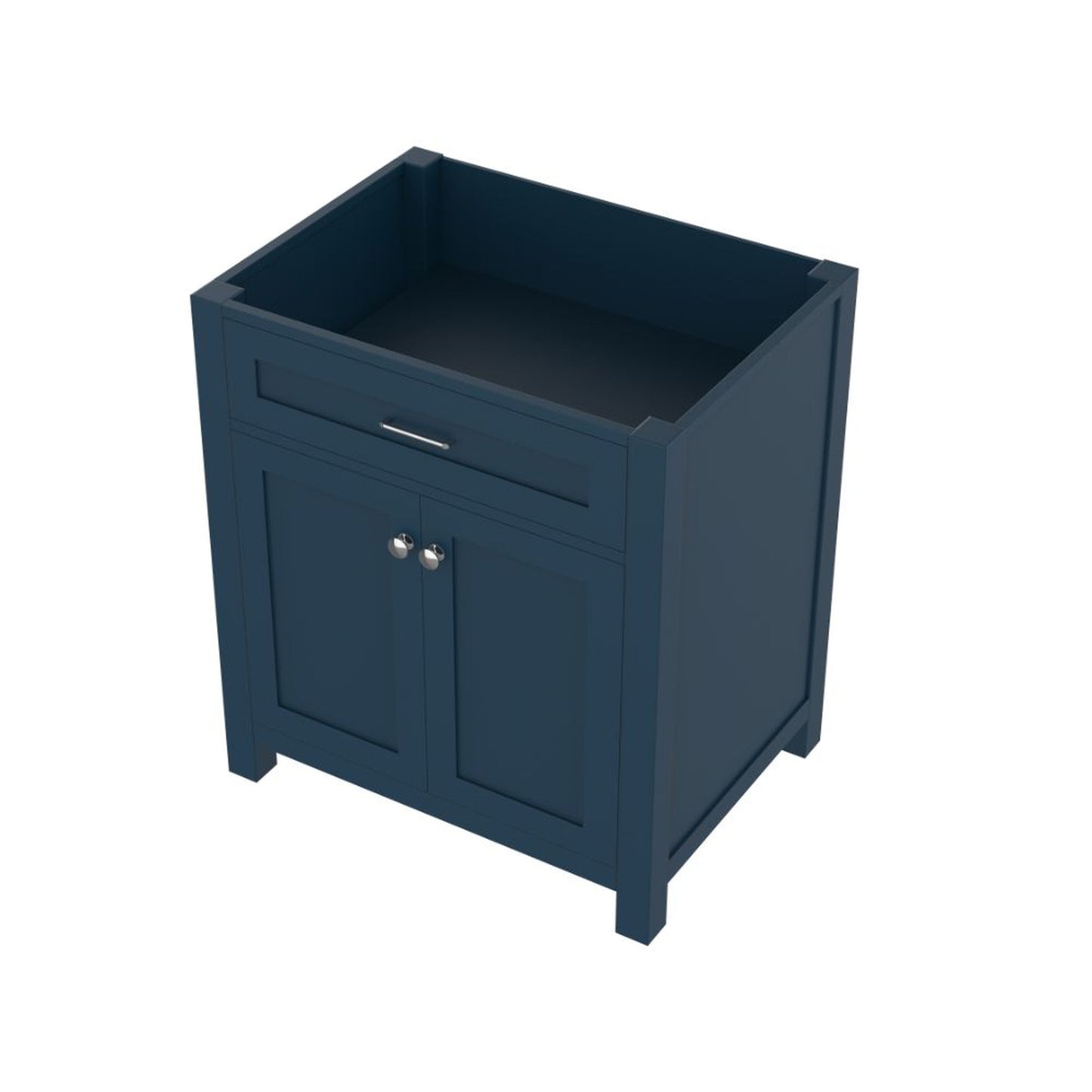 Alya Bath Norwalk 30" Single Blue Freestanding Bathroom Vanity With Brushed Nickel Edge Handles