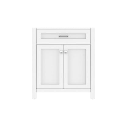 Alya Bath Norwalk 30" Single White Freestanding Bathroom Vanity with Brushed Nickel Edge Handles