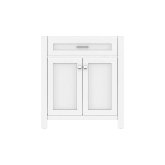 Alya Bath Norwalk 30" Single White Freestanding Bathroom Vanity with Brushed Nickel Edge Handles