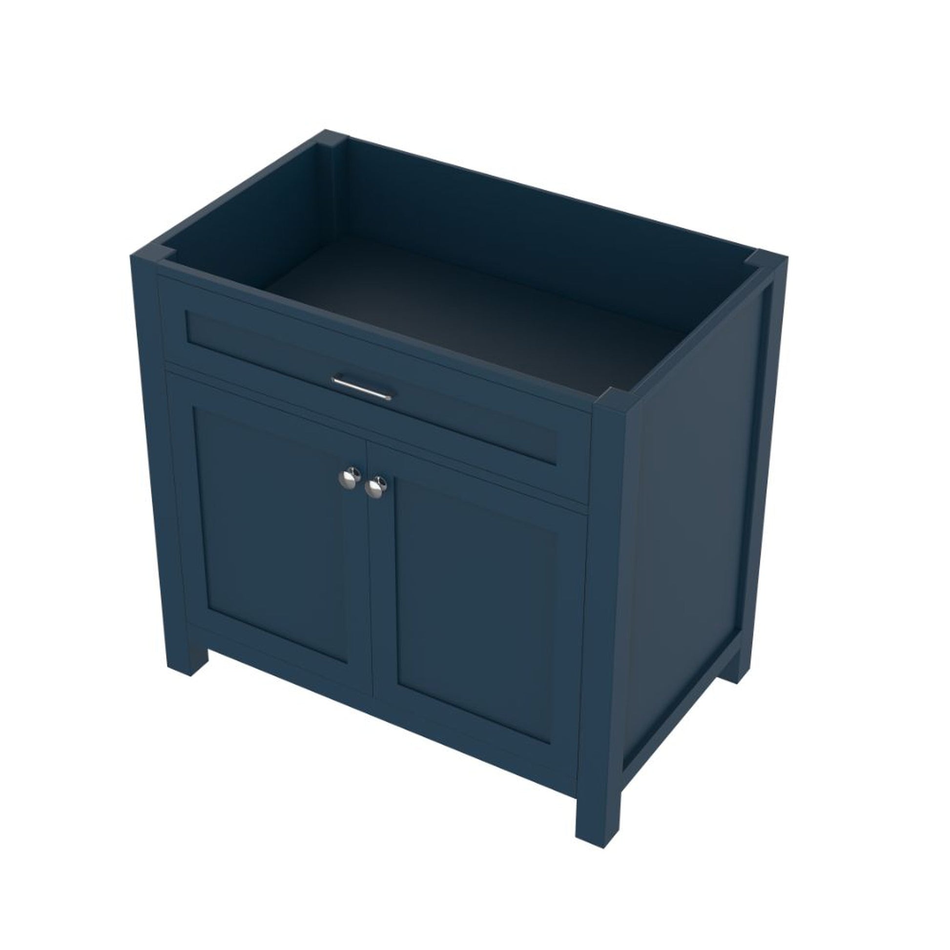 Alya Bath Norwalk 36" Single Blue Freestanding Bathroom Vanity With Brushed Nickel Edge Handles