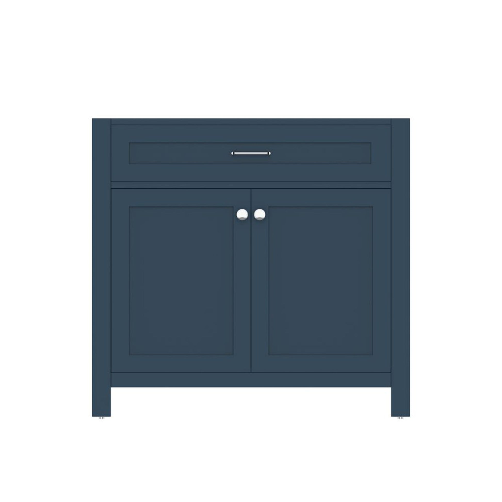 Alya Bath Norwalk 36" Single Blue Freestanding Bathroom Vanity With Brushed Nickel Edge Handles