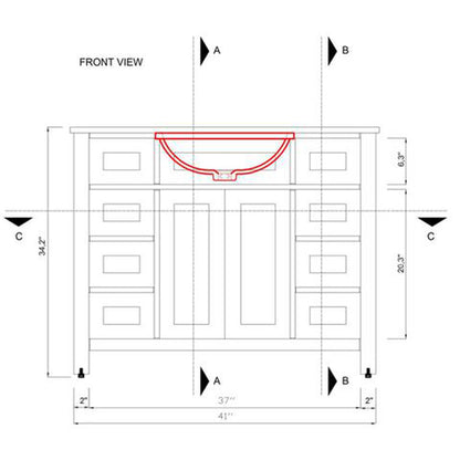 Alya Bath Norwalk 42" Single Espresso Freestanding Bathroom Vanity With Carrara Marble Top, Ceramic Sink and Wall Mounted Mirror