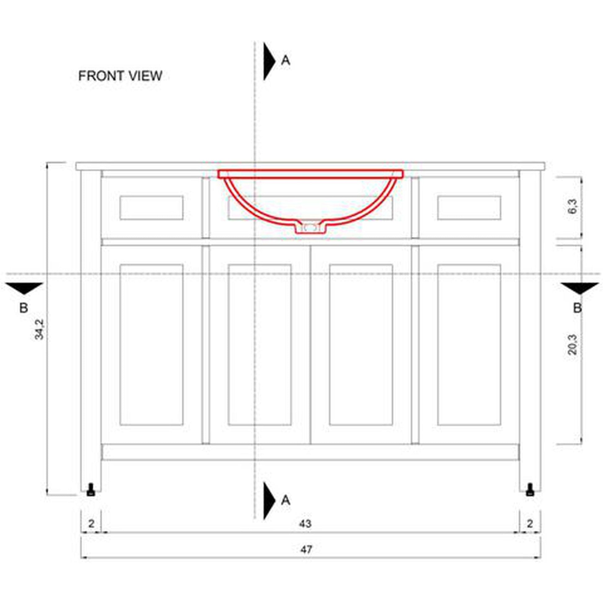 Alya Bath Norwalk 48" Single Blue Freestanding Bathroom Vanity With Carrara Marble Top, Ceramic Sink and Wall Mounted Mirror