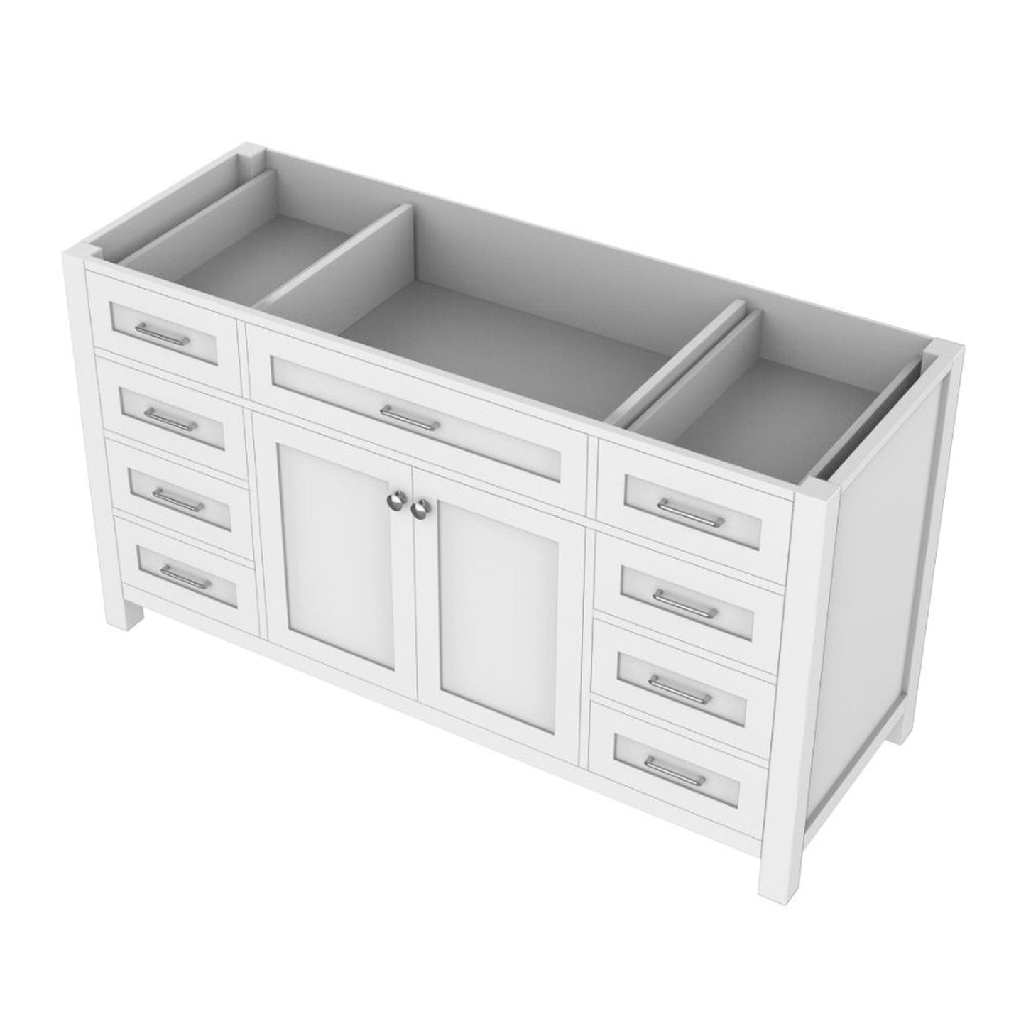 Alya Bath Norwalk 60" Single White Freestanding Bathroom Vanity With Brushed Nickel Edge Handles