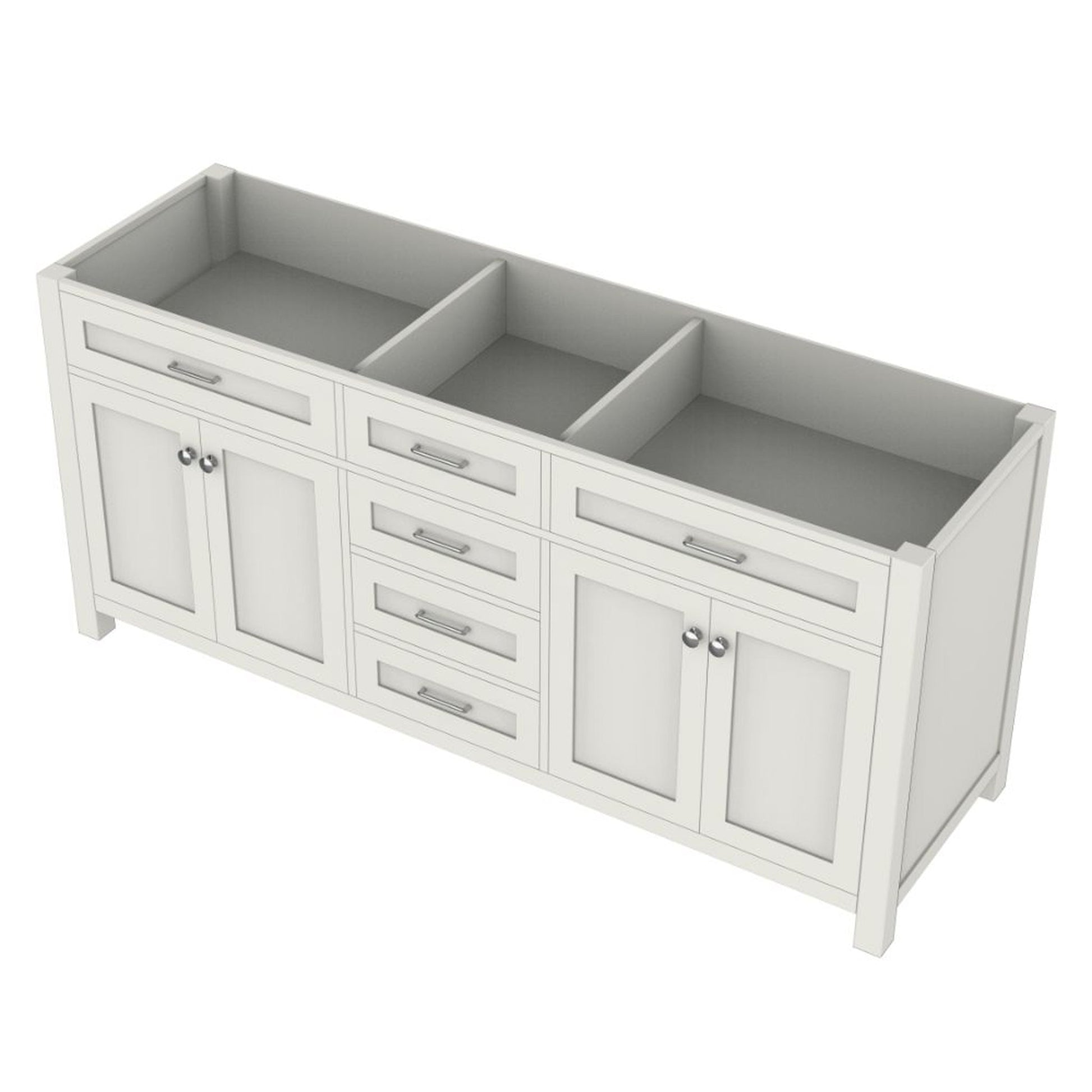 Alya Bath Norwalk 72" Double White Freestanding Bathroom Vanity With Brushed Nickel Edge Handles