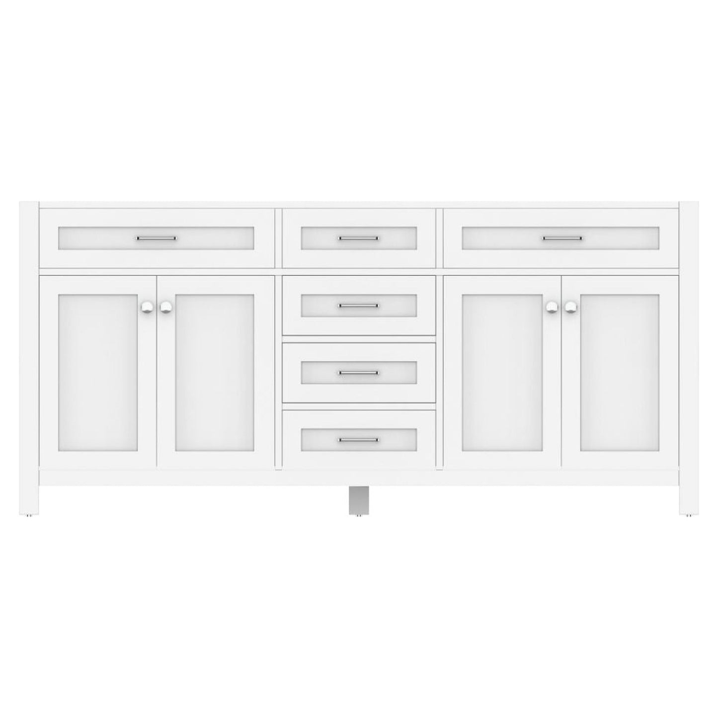 Alya Bath Norwalk 72" Double White Freestanding Bathroom Vanity With Brushed Nickel Edge Handles