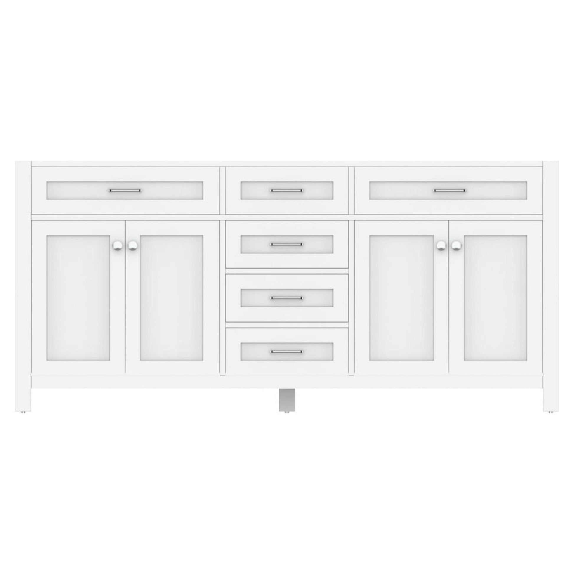 Alya Bath Norwalk 72" Double White Freestanding Bathroom Vanity With Brushed Nickel Edge Handles