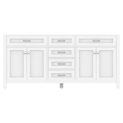 Alya Bath Norwalk 72" Double White Freestanding Bathroom Vanity With Brushed Nickel Edge Handles