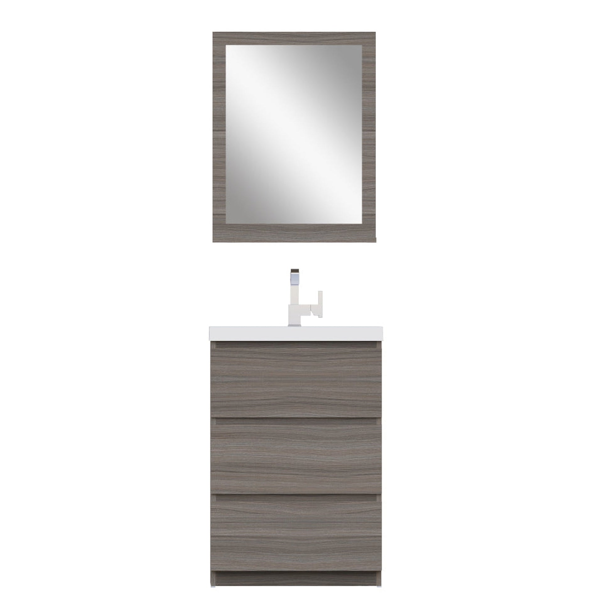 Alya Bath Paterno 24" Single Gray Modern Freestanding Bathroom Vanity With Acrylic Top and Integrated Sink