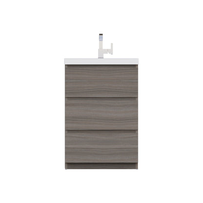 Alya Bath Paterno 24" Single Gray Modern Freestanding Bathroom Vanity With Acrylic Top and Integrated Sink