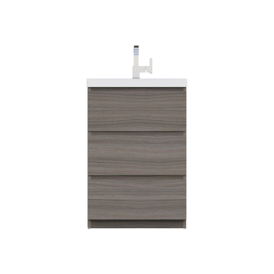 Alya Bath Paterno 24" Single Gray Modern Freestanding Bathroom Vanity With Acrylic Top and Integrated Sink