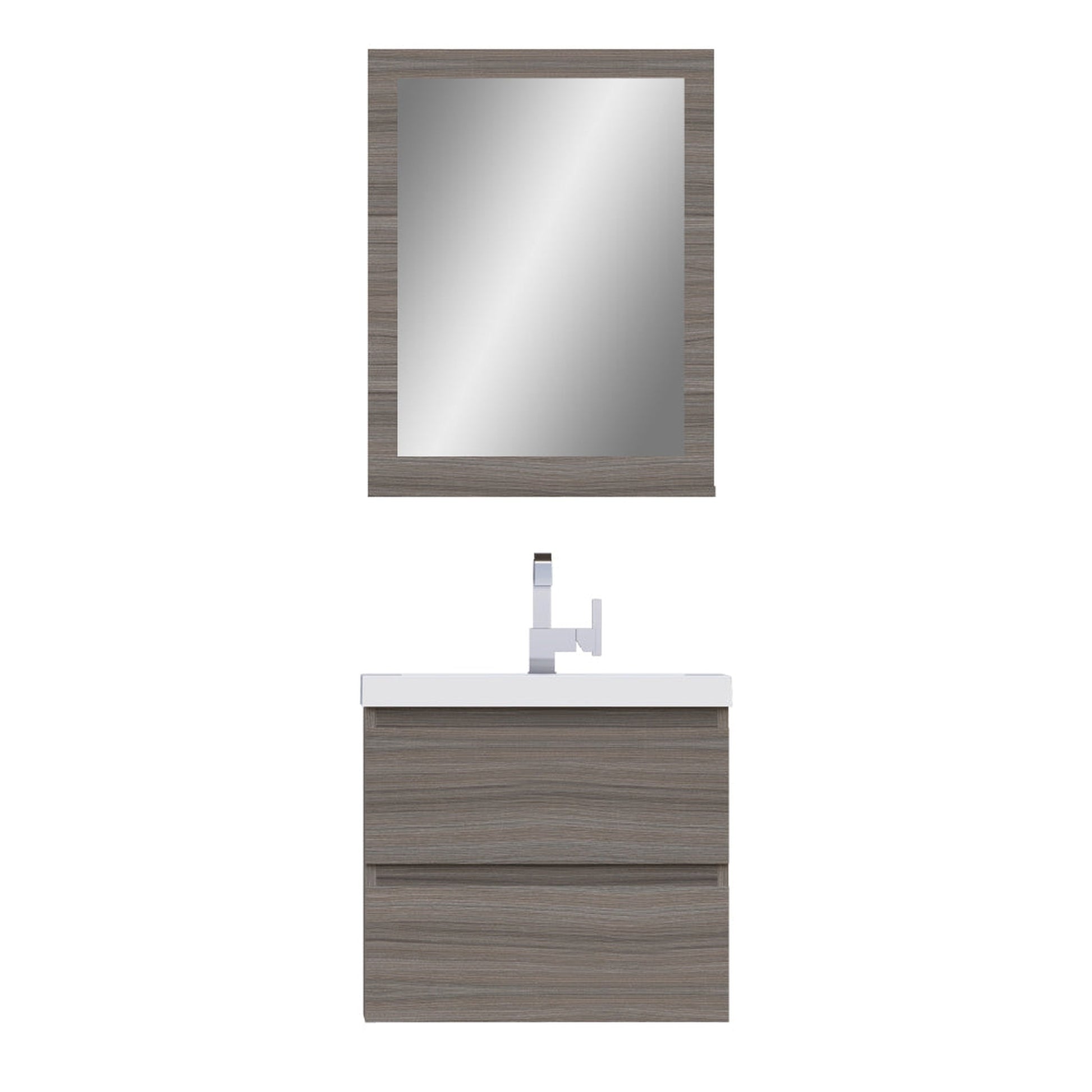 Alya Bath Paterno 24" Single Gray Modern Wall Mounted Bathroom Vanity With Acrylic Top and Integrated Sink