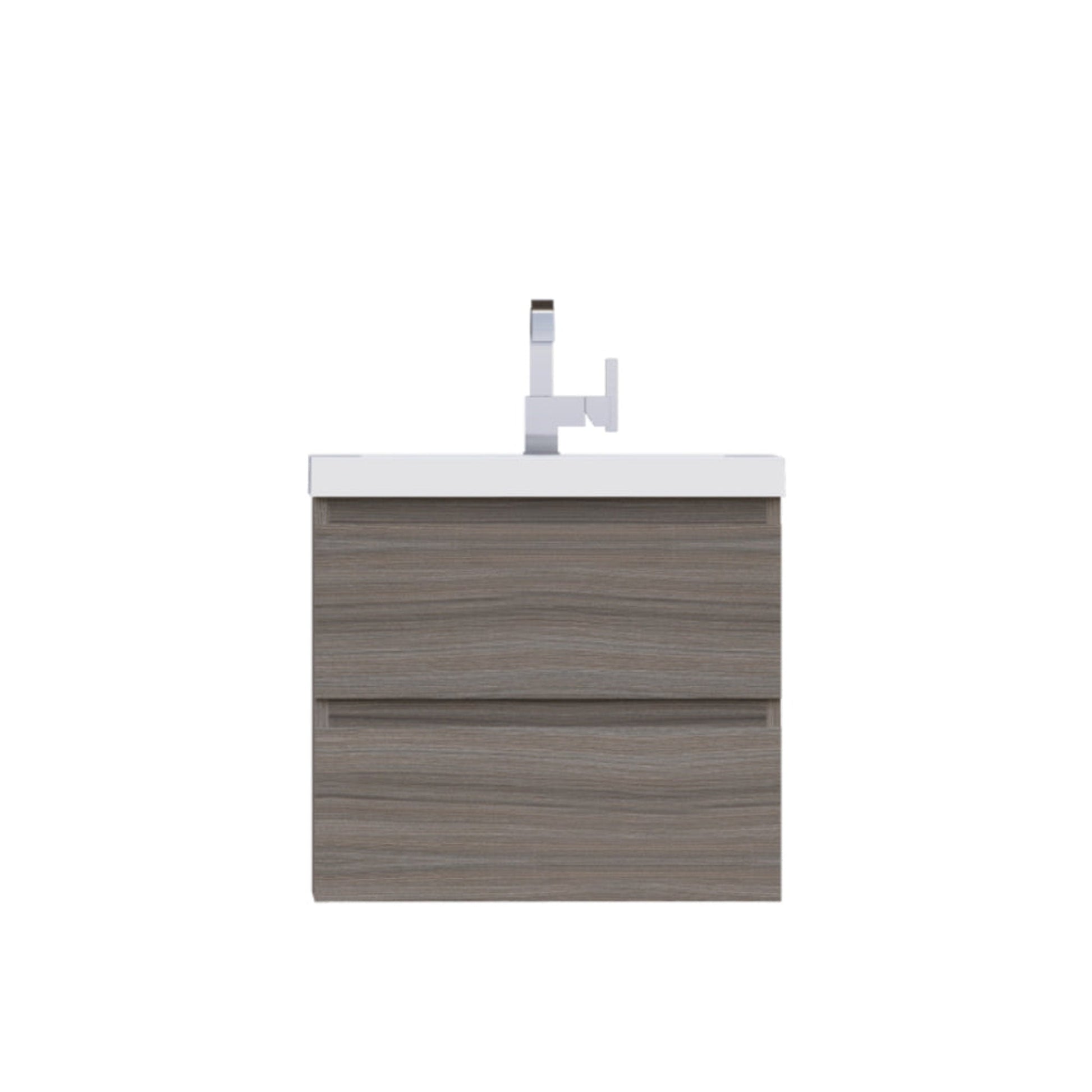 Alya Bath Paterno 24" Single Gray Modern Wall Mounted Bathroom Vanity With Acrylic Top and Integrated Sink