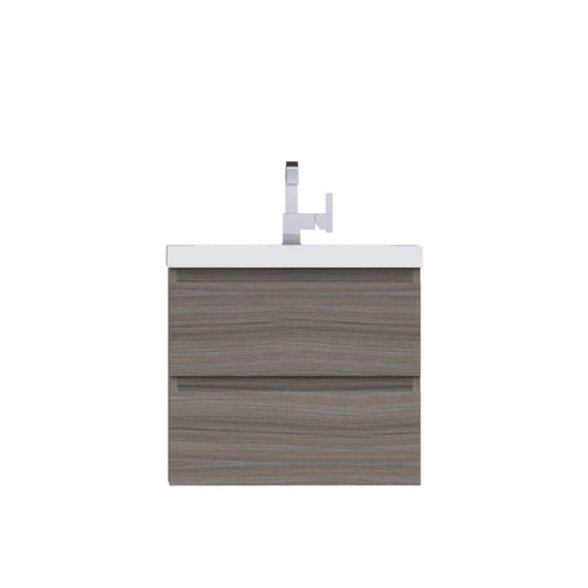 Alya Bath Paterno 24" Single Gray Modern Wall Mounted Bathroom Vanity With Acrylic Top and Integrated Sink