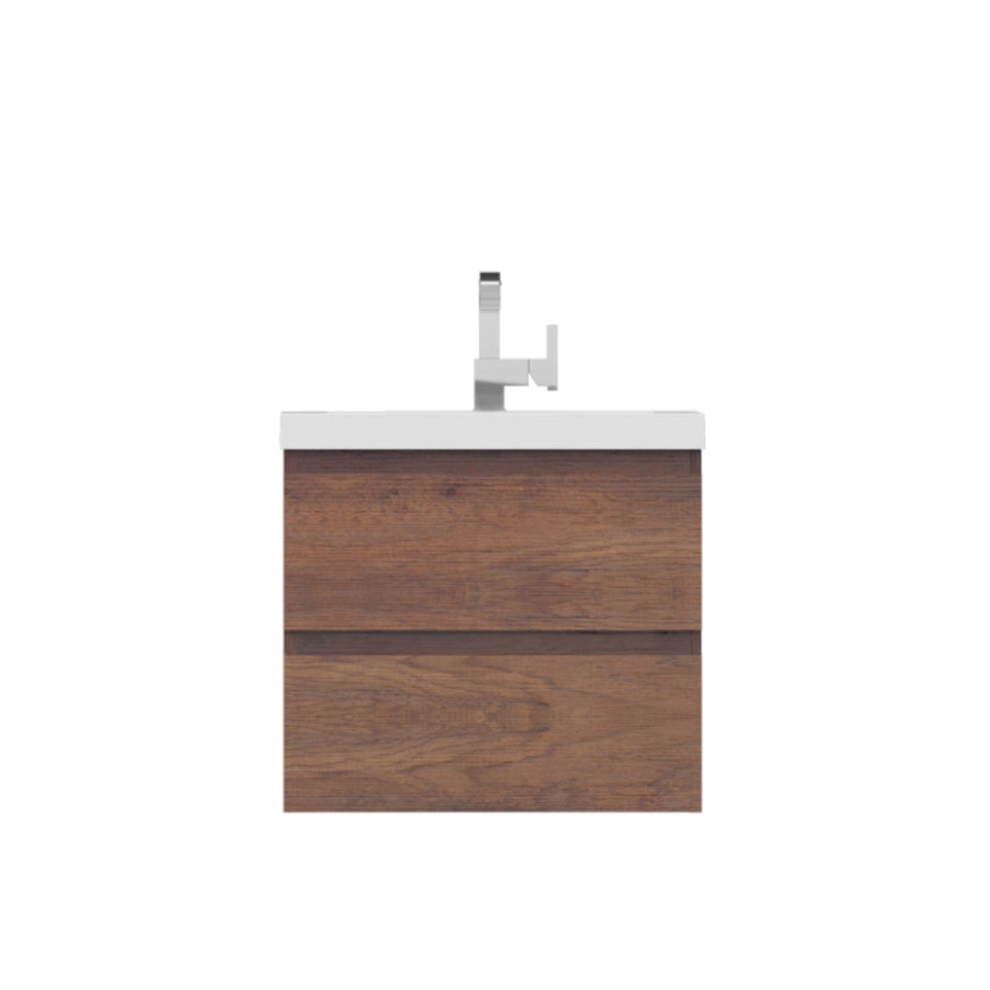 Alya Bath Paterno 24" Single Rosewood Modern Wall Mounted Bathroom Vanity With Acrylic Top and Integrated Sink