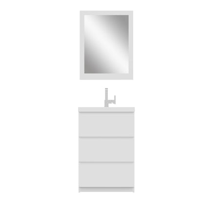 Alya Bath Paterno 24" Single White Modern Freestanding Bathroom Vanity With Acrylic Top and Integrated Sink