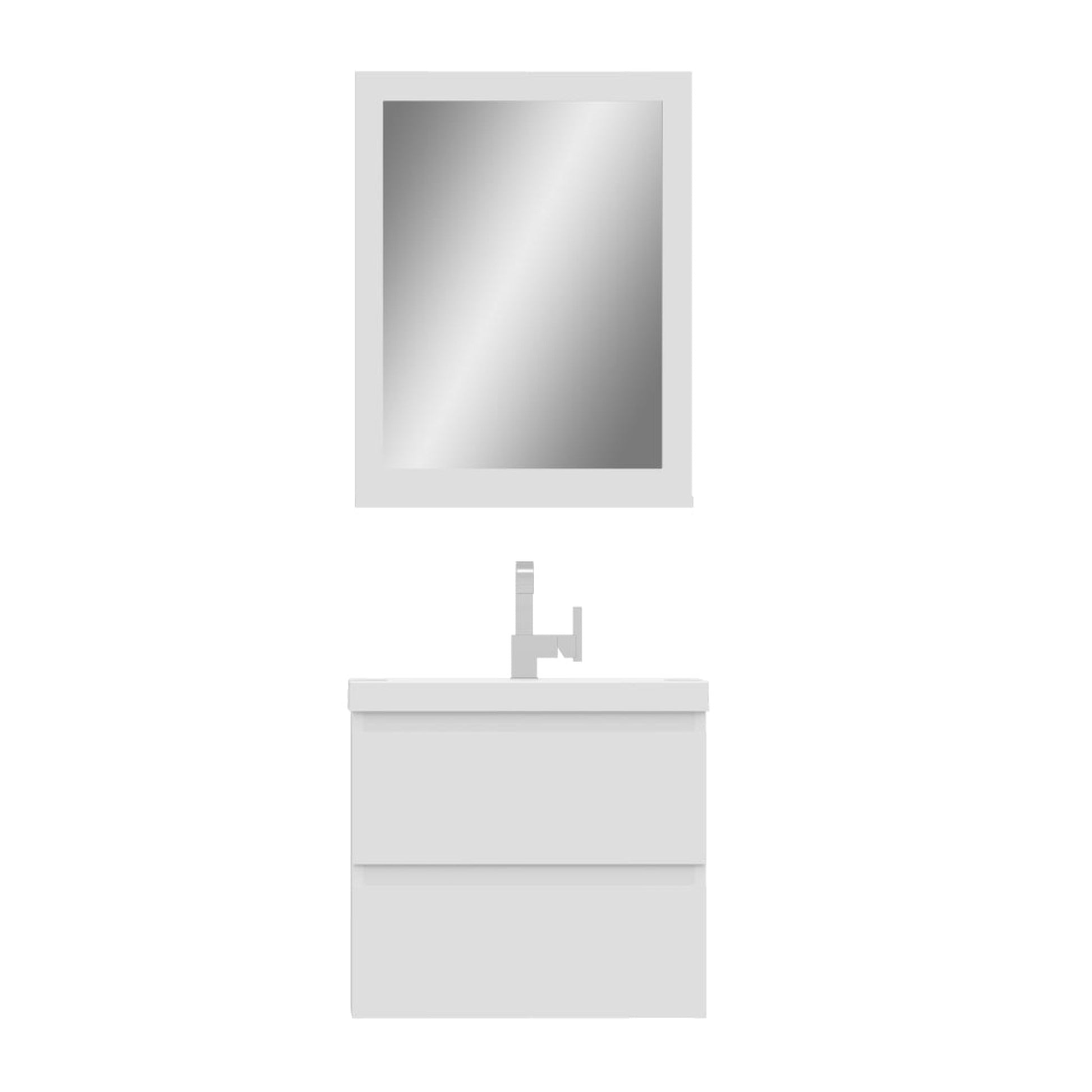 Alya Bath Paterno 24" Single White Modern Wall Mounted Bathroom Vanity With Acrylic Top and Integrated Sink