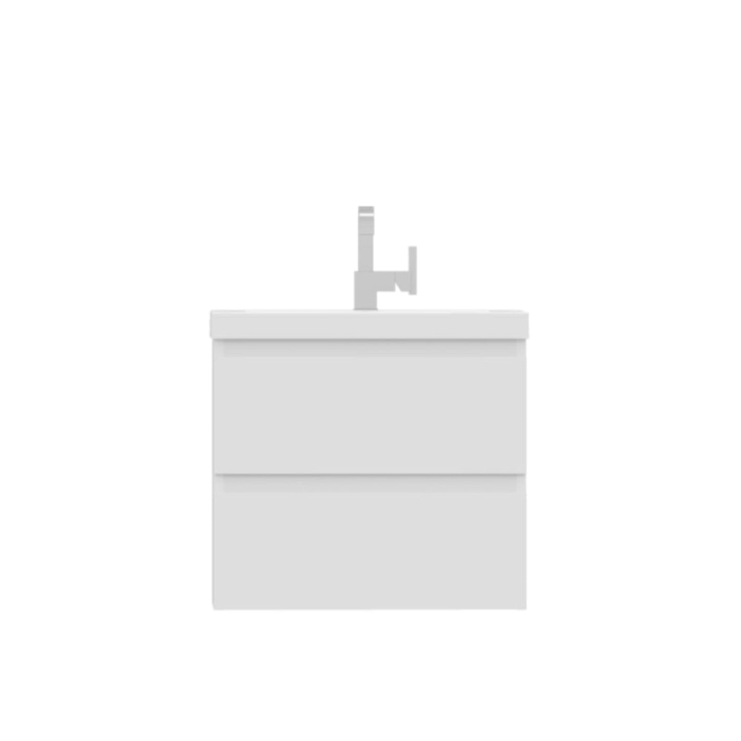 Alya Bath Paterno 24" Single White Modern Wall Mounted Bathroom Vanity With Acrylic Top and Integrated Sink