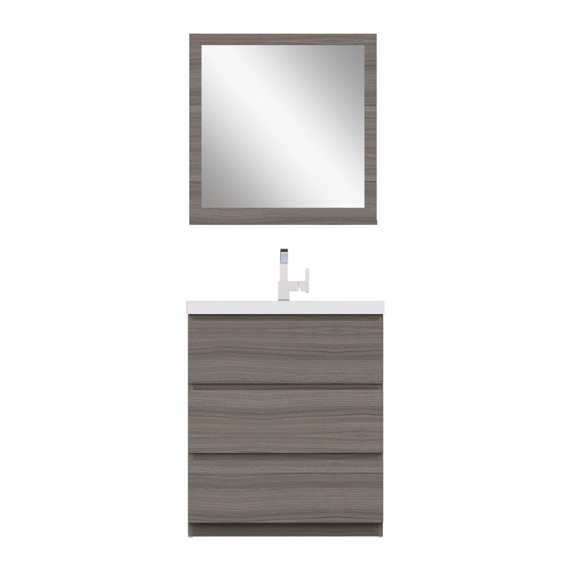 Alya Bath Paterno 30" Single Gray Modern Freestanding Single Bathroom Vanity With Acrylic Top and Integrated Sink