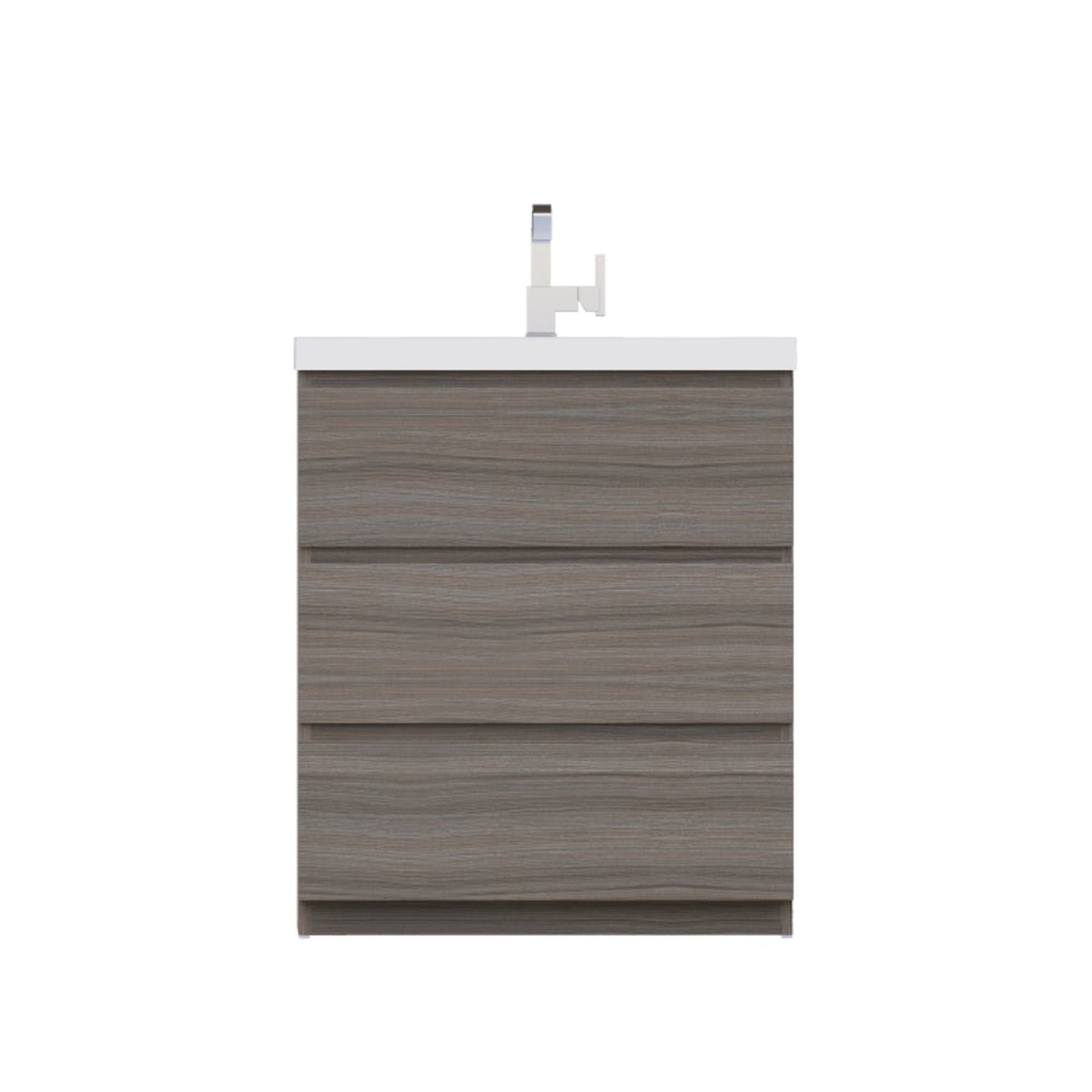 Alya Bath Paterno 30" Single Gray Modern Freestanding Single Bathroom Vanity With Acrylic Top and Integrated Sink