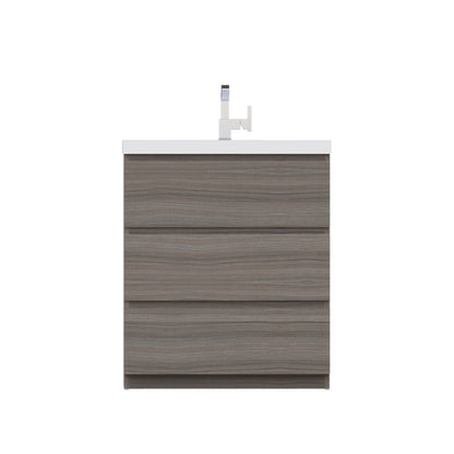 Alya Bath Paterno 30" Single Gray Modern Freestanding Single Bathroom Vanity With Acrylic Top and Integrated Sink