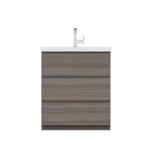 Alya Bath Paterno 30" Single Gray Modern Freestanding Single Bathroom Vanity With Acrylic Top and Integrated Sink