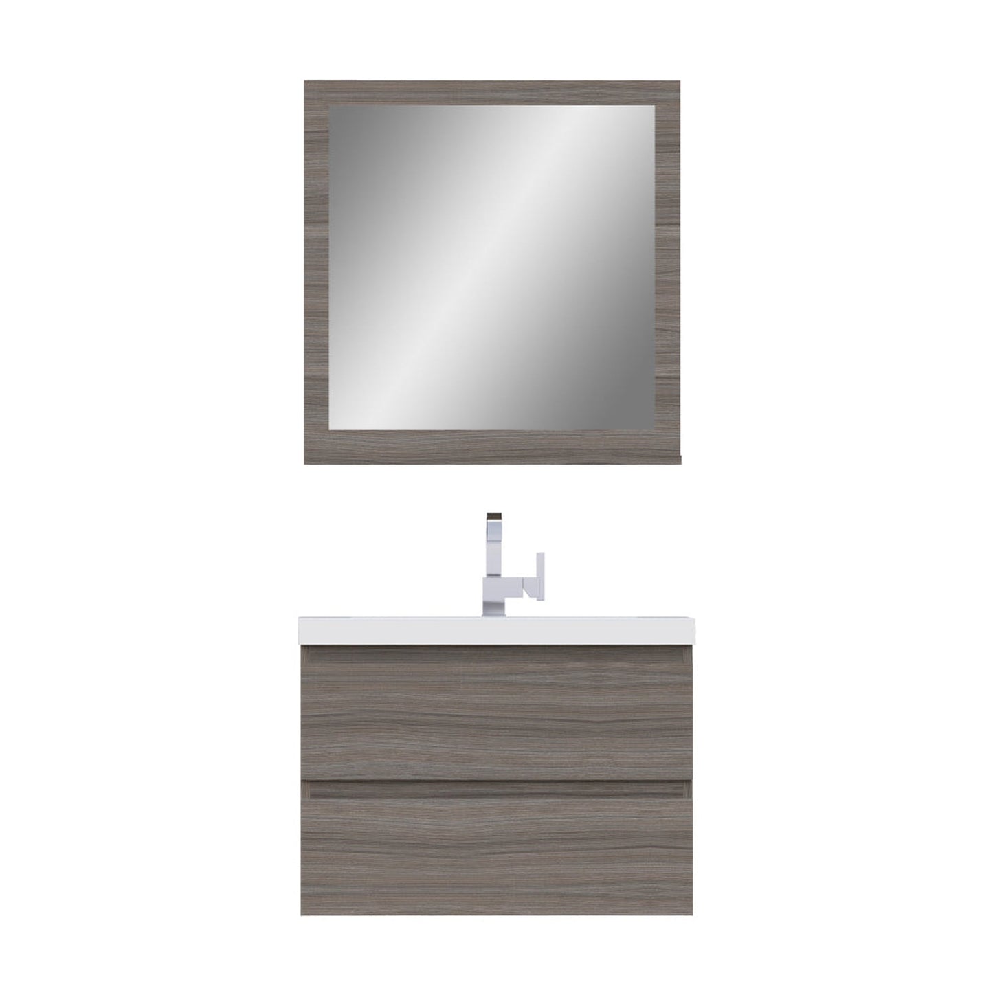 Alya Bath Paterno 30" Single Gray Wall Mounted Bathroom Vanity With Acrylic Top and Integrated Sink