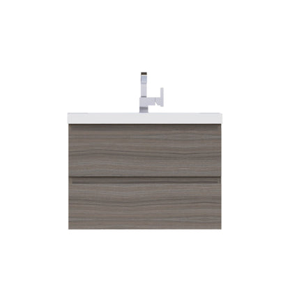 Alya Bath Paterno 30" Single Gray Wall Mounted Bathroom Vanity With Acrylic Top and Integrated Sink