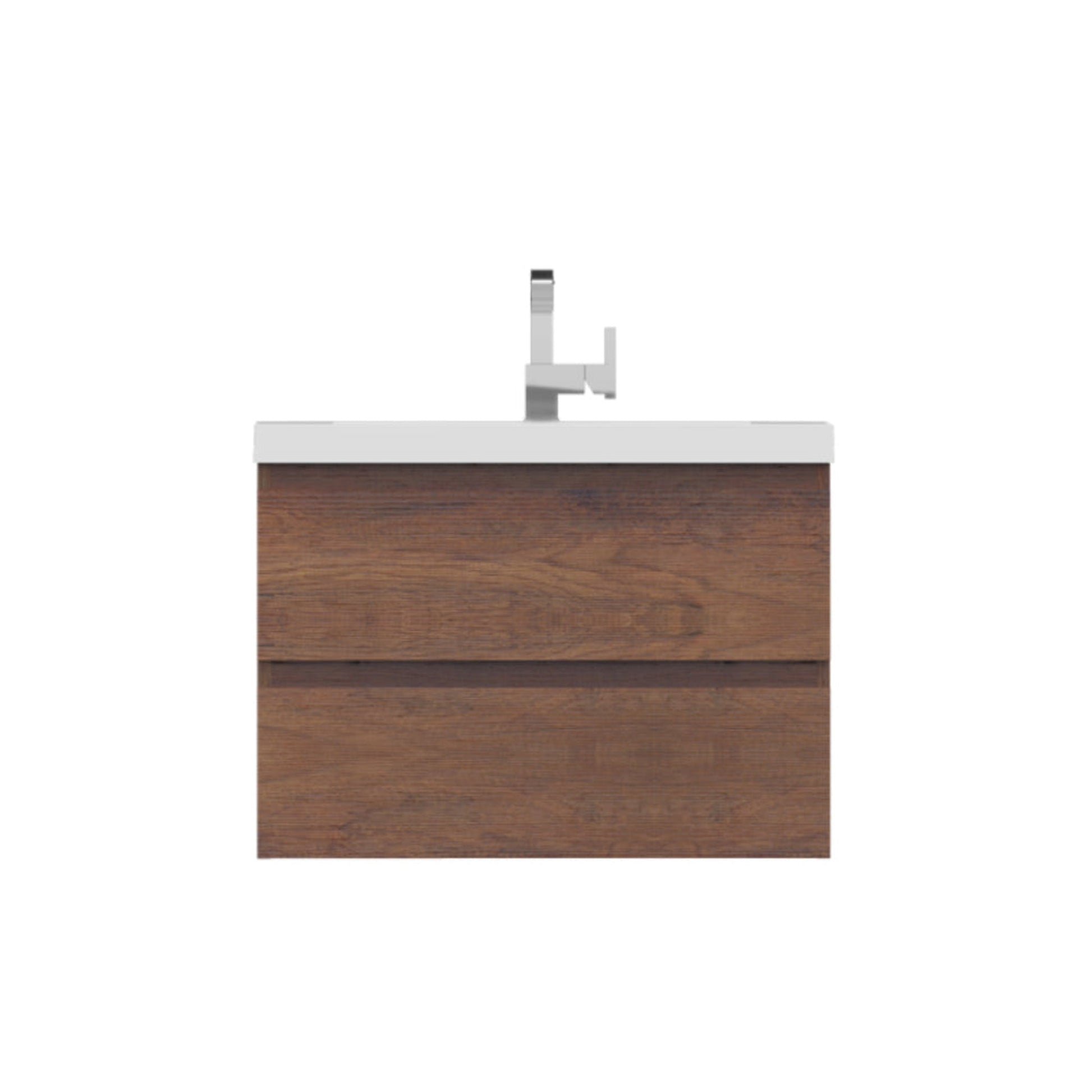 Alya Bath Paterno 30" Single Rosewood Modern Wall Mounted Bathroom Vanity With Acrylic Top and Integrated Sink