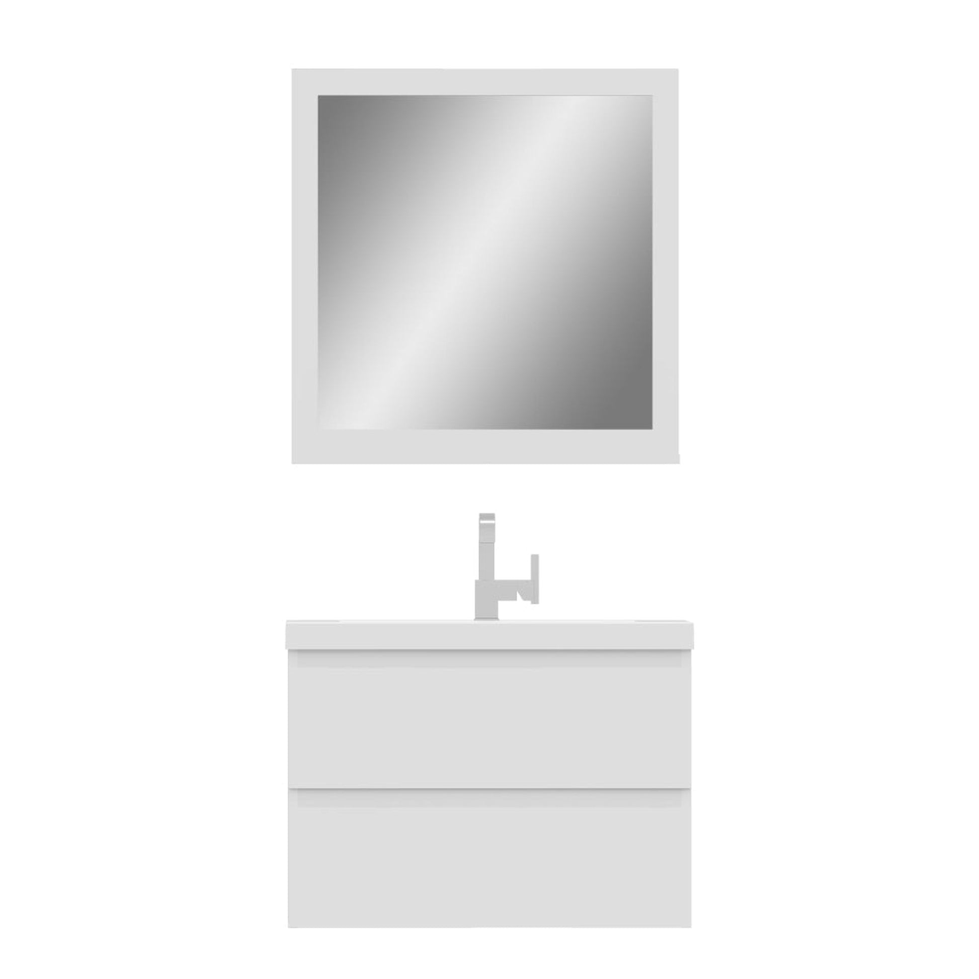 Alya Bath Paterno 30" Single White Modern Wall Mounted Bathroom Vanity With Acrylic Top and Integrated Sink