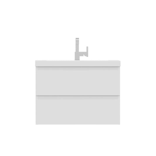 Alya Bath Paterno 30" Single White Modern Wall Mounted Bathroom Vanity With Acrylic Top and Integrated Sink