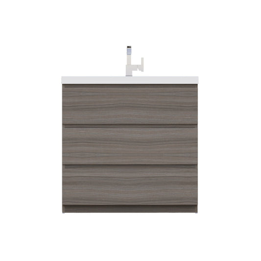 Alya Bath Paterno 36" Single Gray Modern Freestanding Bathroom Vanity With Acrylic Top and Integrated Sink