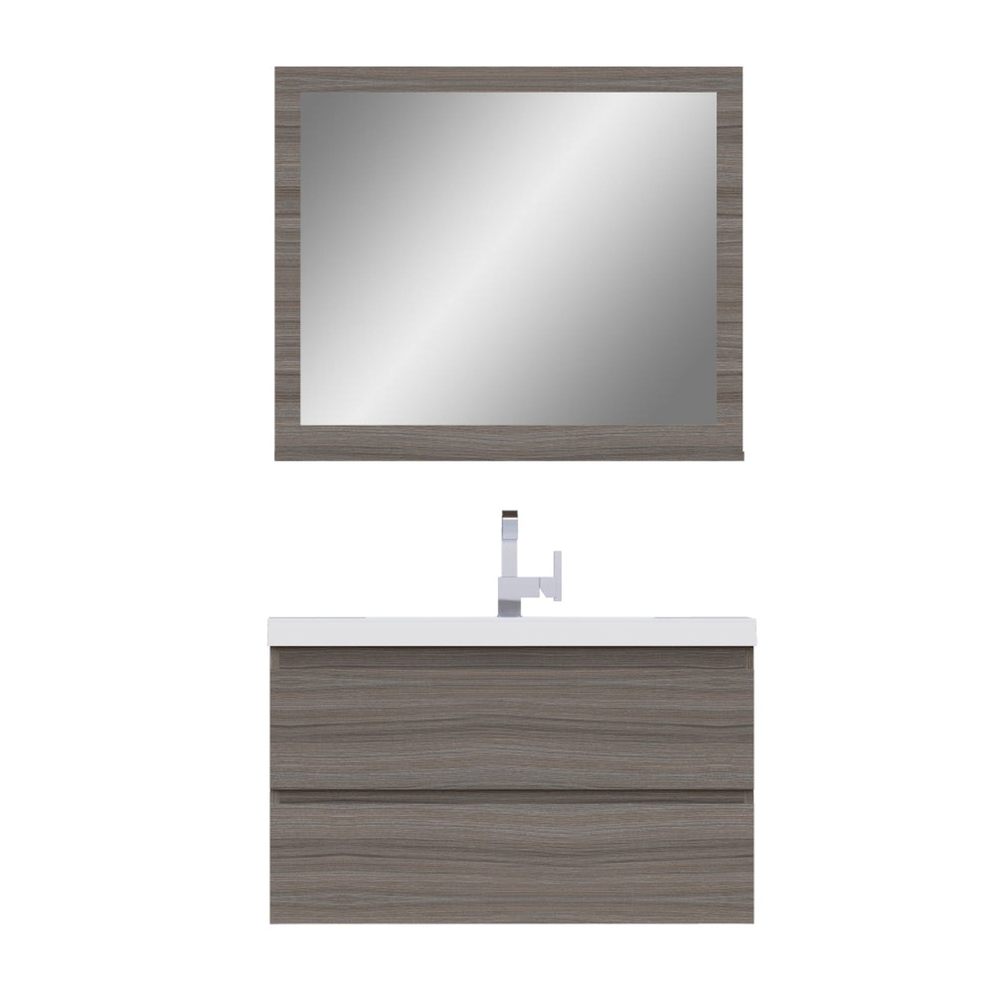 Alya Bath Paterno 36" Single Gray Modern Wall Mounted Bathroom Vanity With Acrylic Top and Integrated Sink