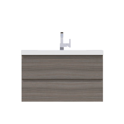 Alya Bath Paterno 36" Single Gray Modern Wall Mounted Bathroom Vanity With Acrylic Top and Integrated Sink