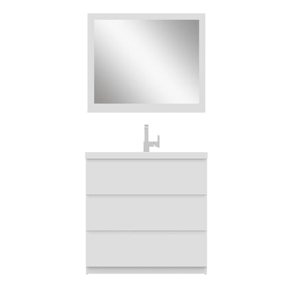 Alya Bath Paterno 36" Single White Modern Freestanding Bathroom Vanity With Acrylic Top and Integrated Sink