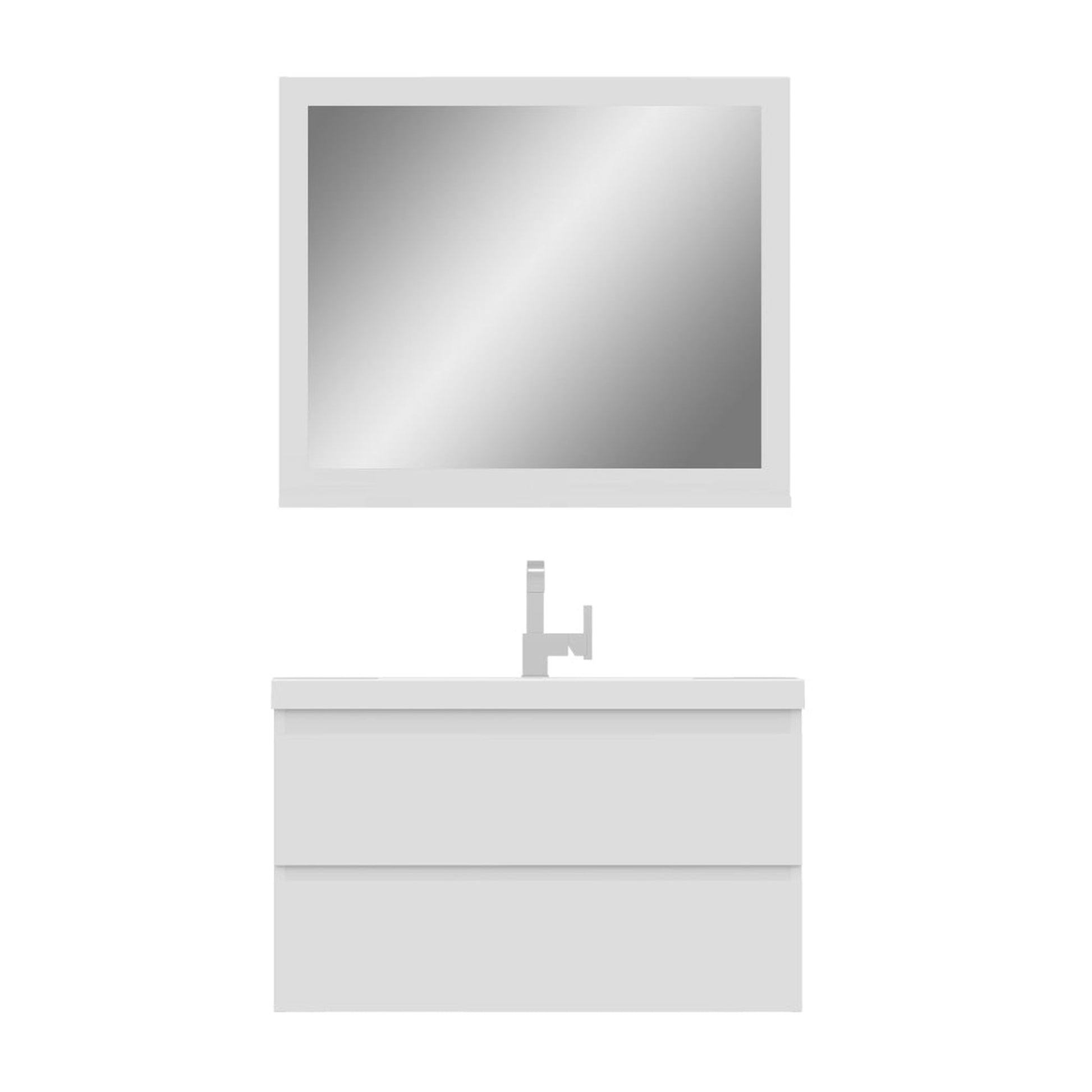 Alya Bath Paterno 36" Single White Modern Wall Mounted Bathroom Vanity With Acrylic Top and Integrated Sink